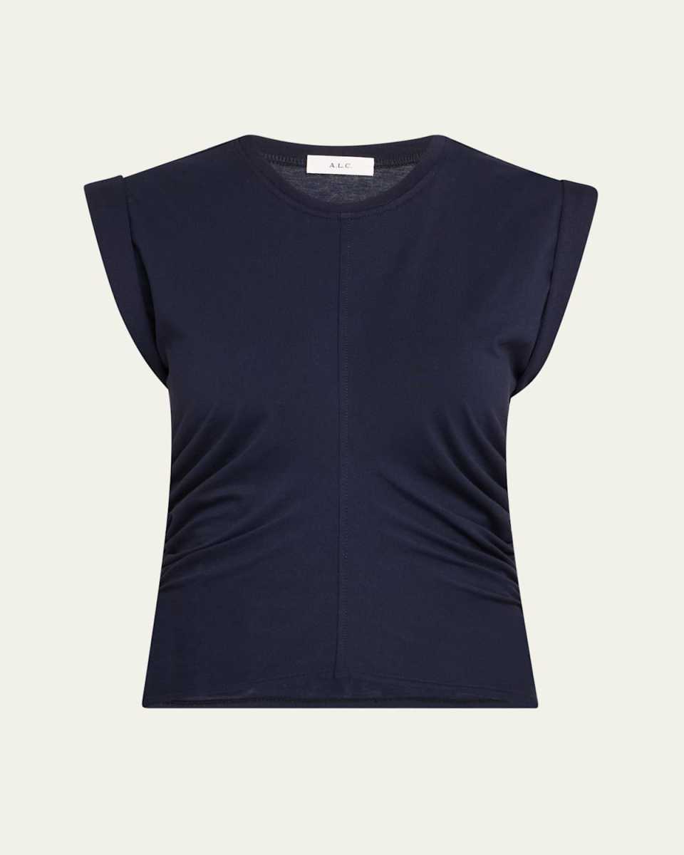 Nia Ruched Cap-Sleeve Tee